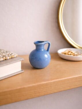 Vintage English Mini Jug Pitcher Soft Blue Glaze Made in England
